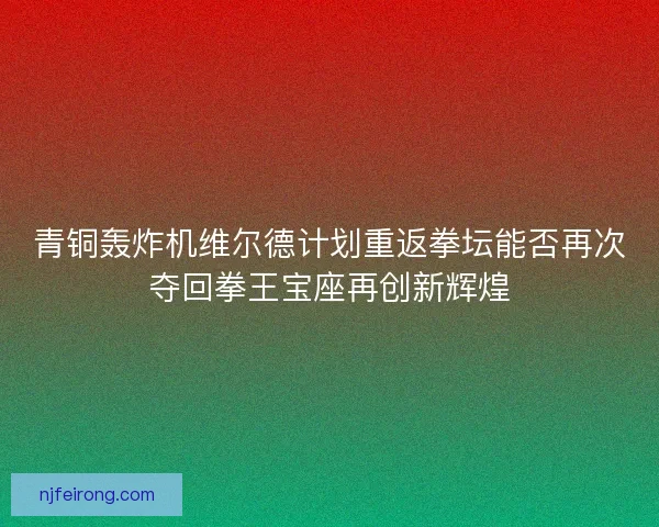 青铜轰炸机维尔德计划重返拳坛能否再次夺回拳王宝座再创新辉煌