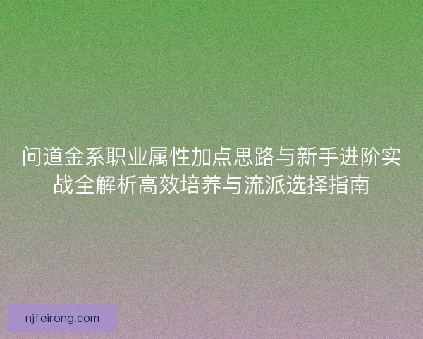 问道金系职业属性加点思路与新手进阶实战全解析高效培养与流派选择指南