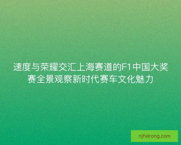 速度与荣耀交汇上海赛道的F1中国大奖赛全景观察新时代赛车文化魅力
